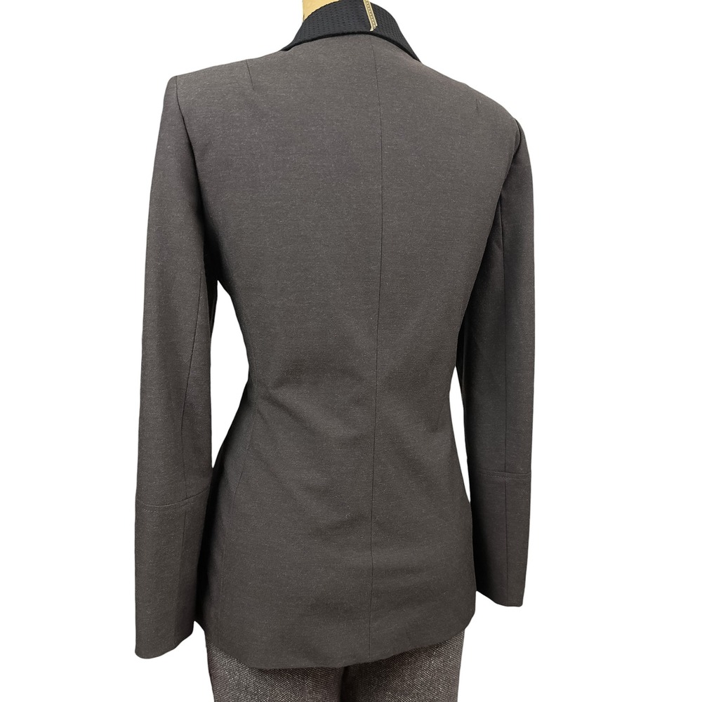Antonio Melani Brown Tailored Blazer Jacket Contrast Collar Nipped Waist Long 8 - Picture 9 of 10
